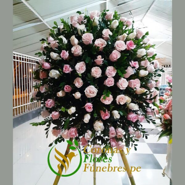 Lágrima Fúnebre Grande de Rosas Blancas y rosadas F47