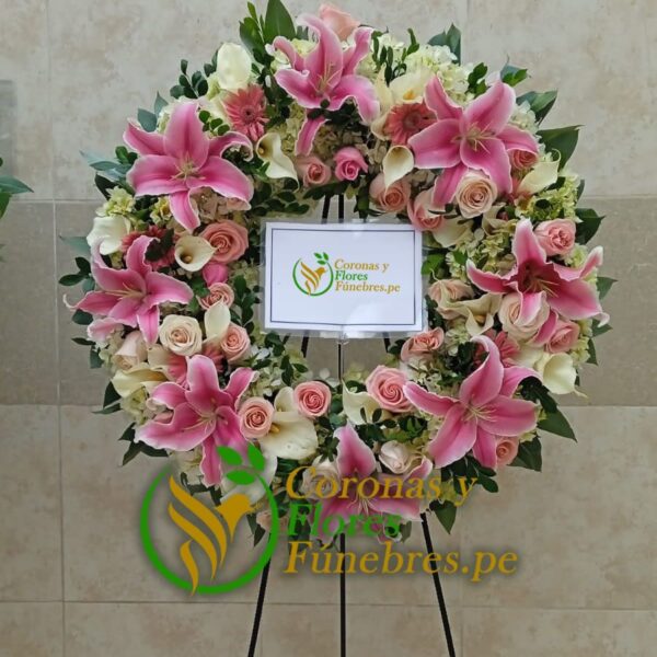Corona de Liliums rosados F36
