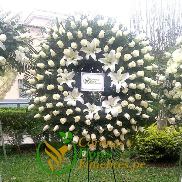 Corona fúnebre Rosas Blancas Extra Grande F58